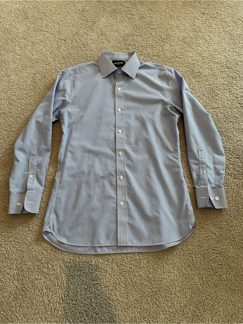 Bonobos Men's Blue Stripe Non-Iron Dress Shirt